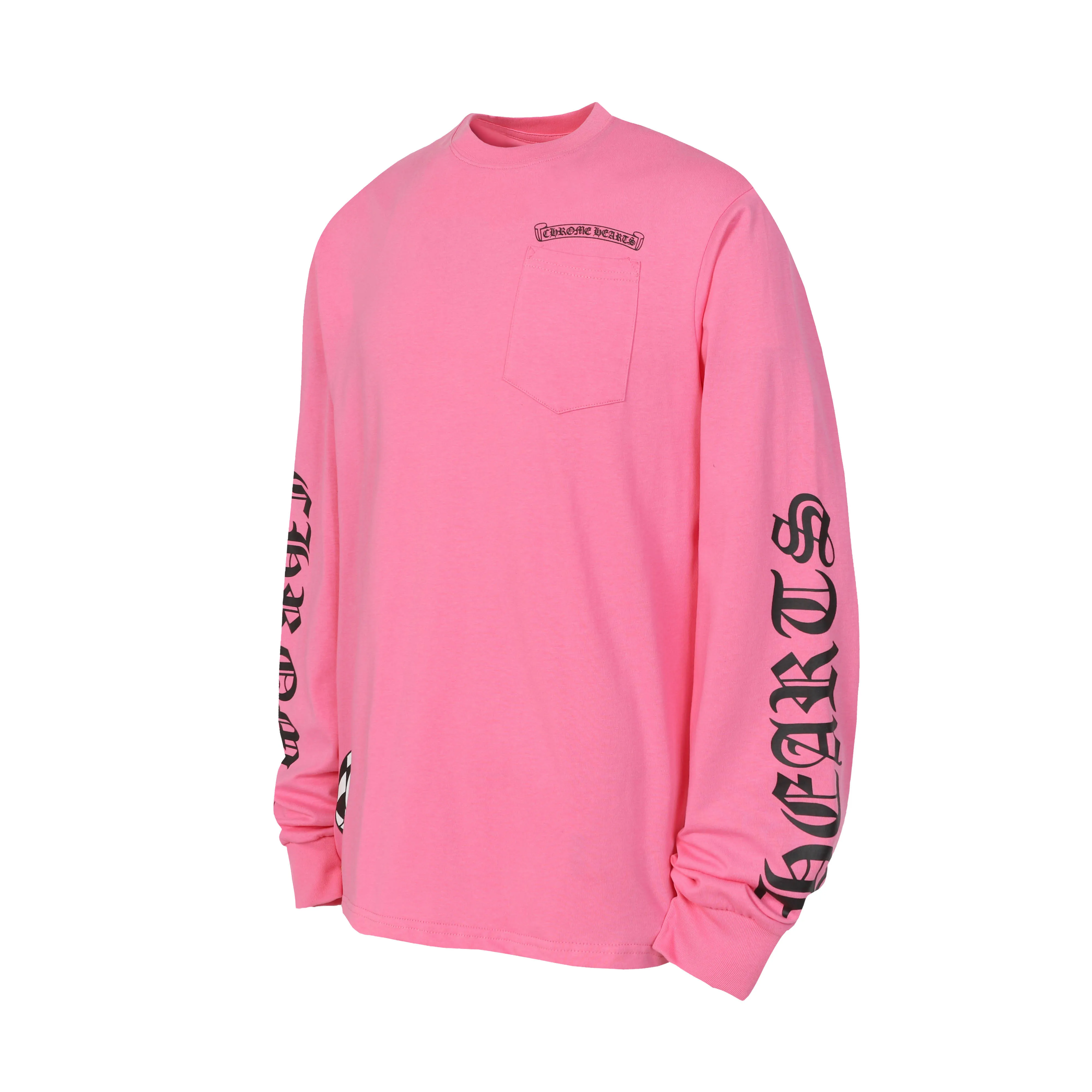 P160 Cross-border model, please do not place an order if you are looking for quality - Chrome Hearts/Chrome Hearts Sanskrit cross printed popular long-sleeved T-shirt - High weight, high density and high quality. The wool is soft, delicate and skin-friendly. Soft and silky to the touch. Excellent warmth and skin-friendly properties - Custom-woven and custom-dyed, no color difference, regardless of fabric or workmanship details. Roll over the ordinary version on the market -Colour: pink -Size: S M L XL